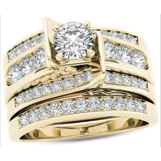 Elegante anillo de Hip Hop de Color dorado para mujer, conjunto de anillos  de boda con piedras rojas de circón incrustadas a la moda, joyería de compromiso  nupcial para fiesta Dengxun unisex