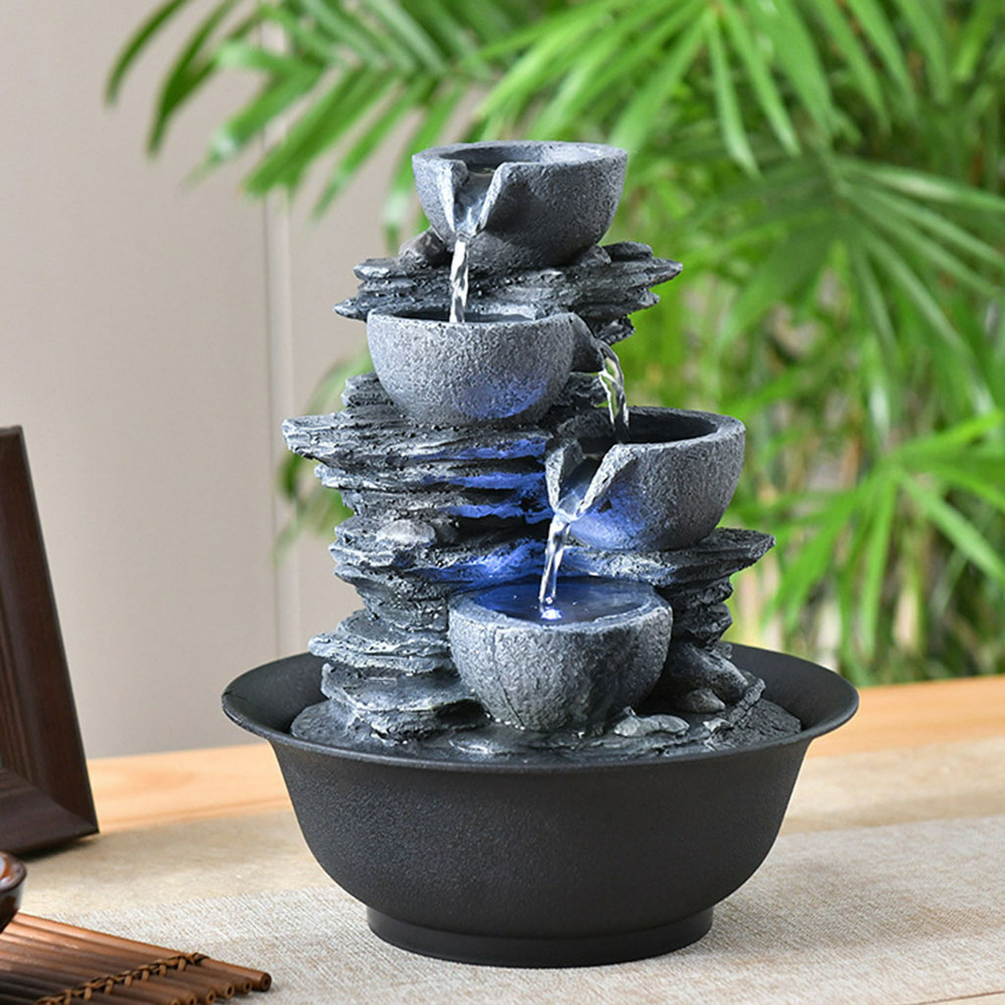 Fuente de agua decorativa de , fuente de agua corriente, cascada de Feng  Shui, decoración relajante para , manualidades, regalos artístico A BLESIY  Fuente de mesa