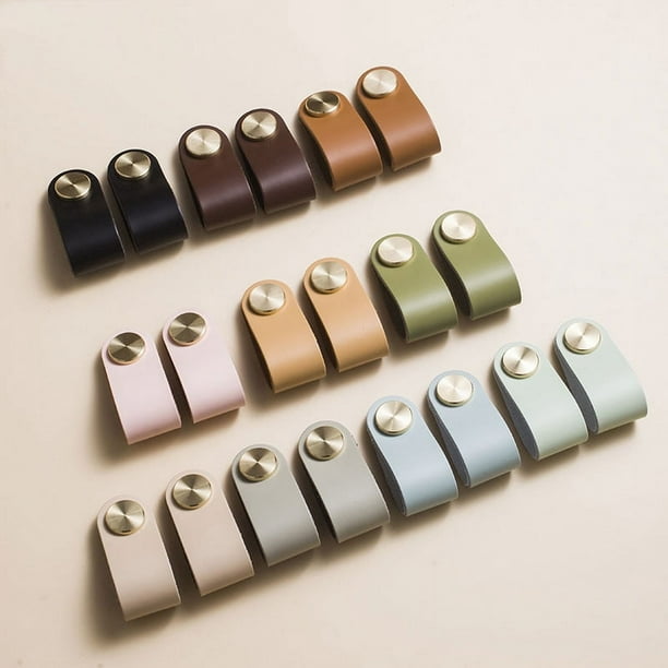  Alemon 6 tiradores de cuero hechos a mano para puerta de  armario (versión actualizada 2022) : Herramientas y Mejoras del Hogar