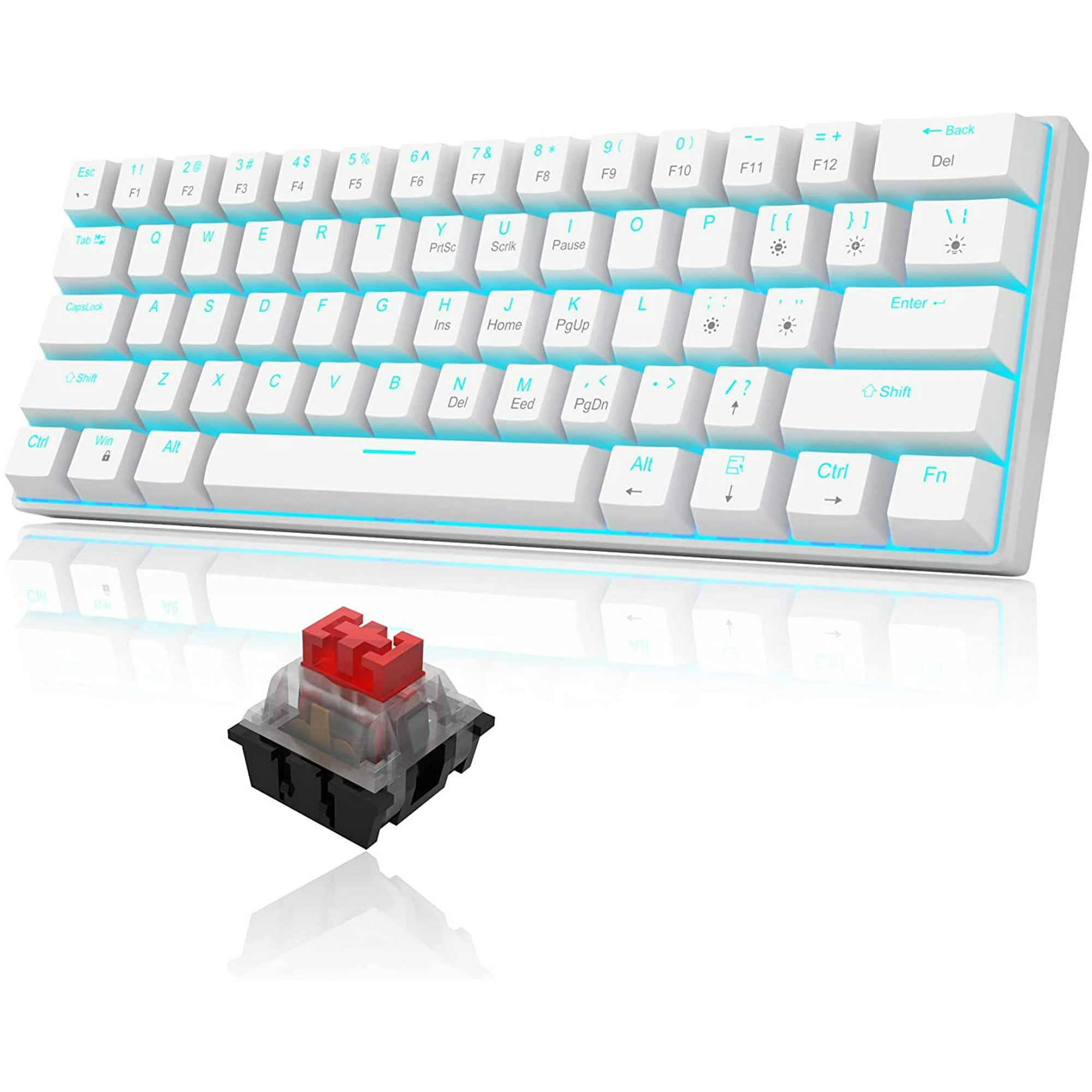 Teclado 60% para juegos con cable, mini teclado compacto retroiluminado RGB  con soporte para teléfono, teclado de máquina de escribir pequeño