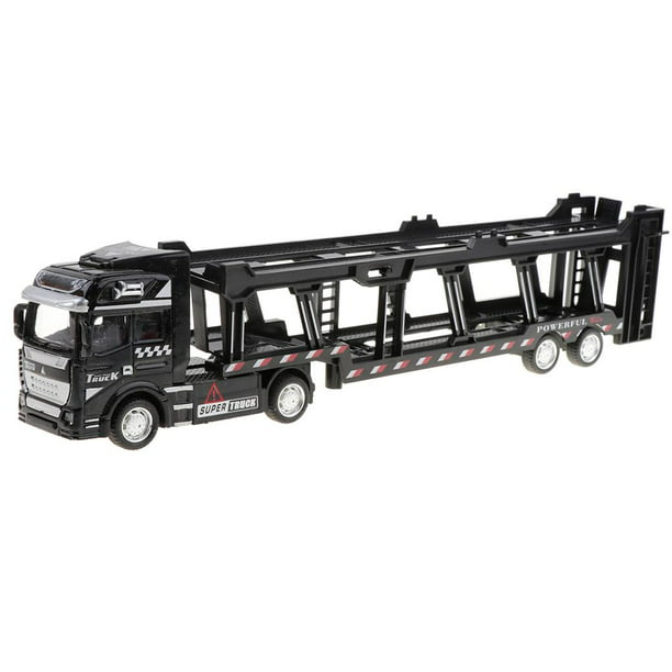 Remolque de camión de juguete de 15 pulgadas, incluye 4 vehículos todo  terreno, transportador de fricción para niños Push and Go Big Rig Auto