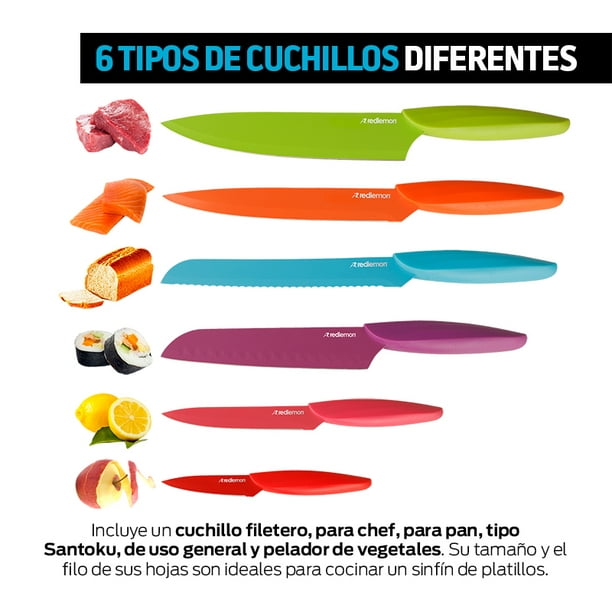 Juego de cuchillos de cocina – Juego de 4 cuchillos de chef de acero  inoxidable con funda – Juegos de cuchillos en caja, regalos para la familia