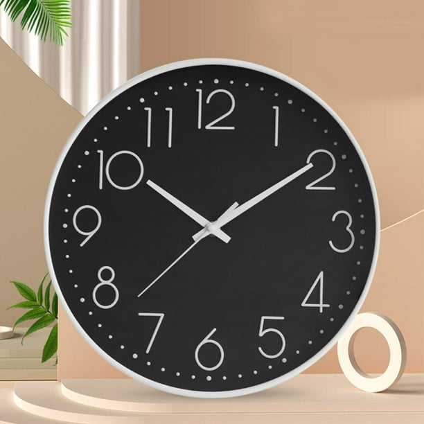 Reloj Pared Pequeño 8 Pulgadas, Relojes Pared Negros Silenciosos  Dormitorio, Baño Cocina, 1 Ud., Pago En Línea Rápido Seguro