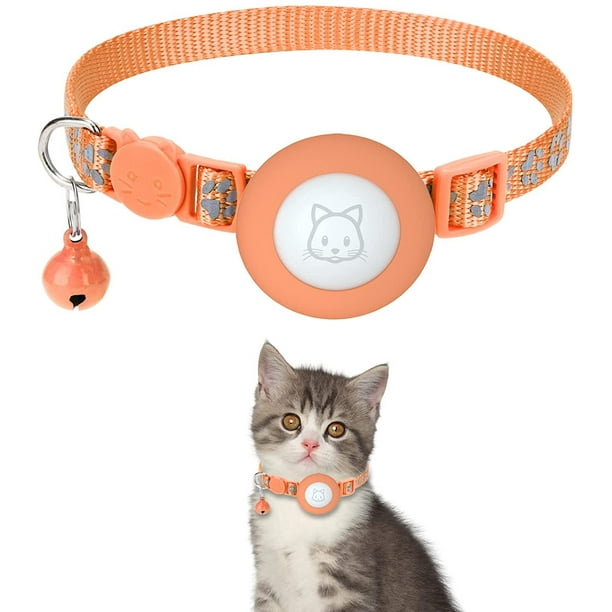 Collar de gato Airtag con campana desmontable, correa ajustable
