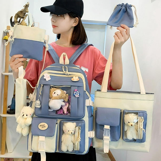 Mochila de moda para mujer, correas de hombro ajustables portátiles,  mochilas, bolsos casuales, bolso de viaje para niñas con múltiples  bolsillos, Azul Yinane mochilas