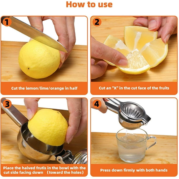 Exprimidor manual de frutas, prensa manual de acero inoxidable duradero,  exprimidor de naranja, jugo de limón, fruta, cítricos, palanca, extractor