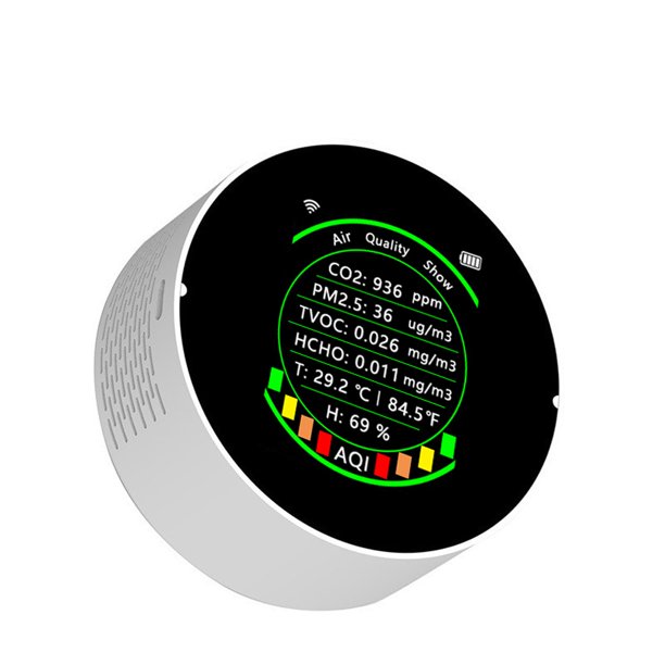 Medidor de calidad del aire Irfora Probador de calidad del aire  multifuncional Medidor de CO2 TVOC Dispositivo de medición de temperatura y  humedad Irfora Medidor de calidad del aire