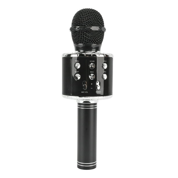 Micrófono inalámbrico Bluetooth para Karaoke, altavoz HiFi multifunción,  micrófono condensador inalámbrico portátil con luz LED, color negro Ticfox