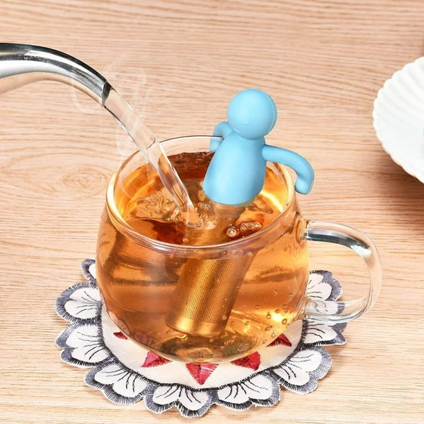 Infusor de té de hojas sueltas más empinado para niñas y niños, bola de té  de malla extrafina, filtro de té de acero inoxidable con tapa de silicona