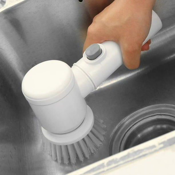 Cepillo eléctrico giratorio de limpieza eléctrico inalámbrico con 5  cabezales de cepillo reemplazables, limpiador de ducha eléctrico de mano  para