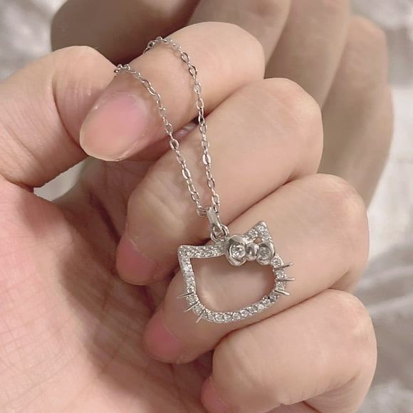 sanrio hello kitty collar de diamantes moda chica sexy colgante dibujos animados lindo anillo de pla xuanjing unisex