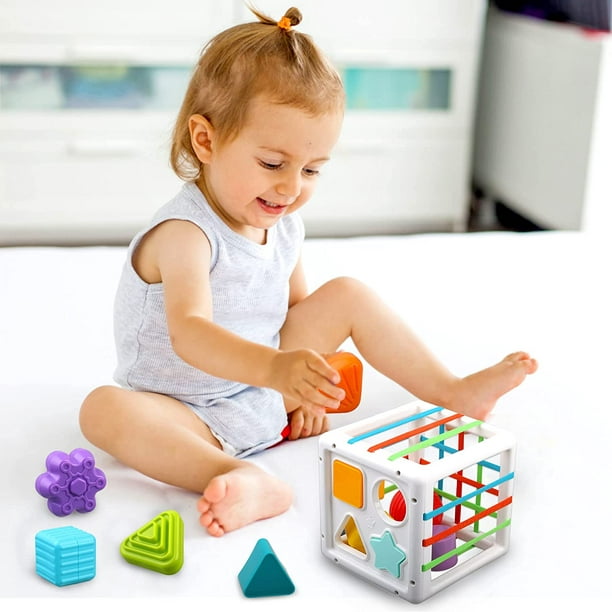 Juguetes Montessori, juguetes para bebés de 12 a 18 meses, clasificadores  de formas con bloques sensoriales, juguetes sensoriales para niños pequeños