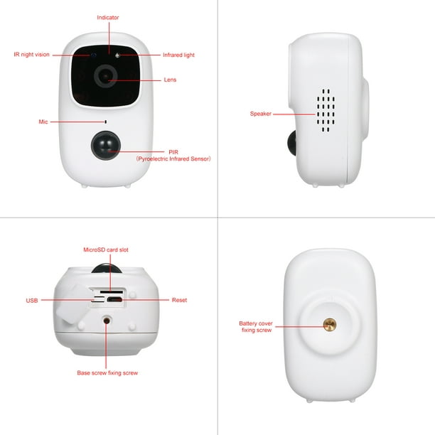 Cámara inalámbrica con batería recargable, cámara de seguridad para el  hogar, cámara WiFi con detecc Abanopi Cámara
