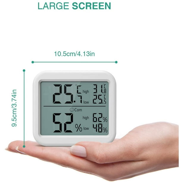 Termómetro digital para interiores, termómetro higrómetro, pantalla con  monitor de temperatura ambiente máximo/mínimo al mismo tiempo, medidor de