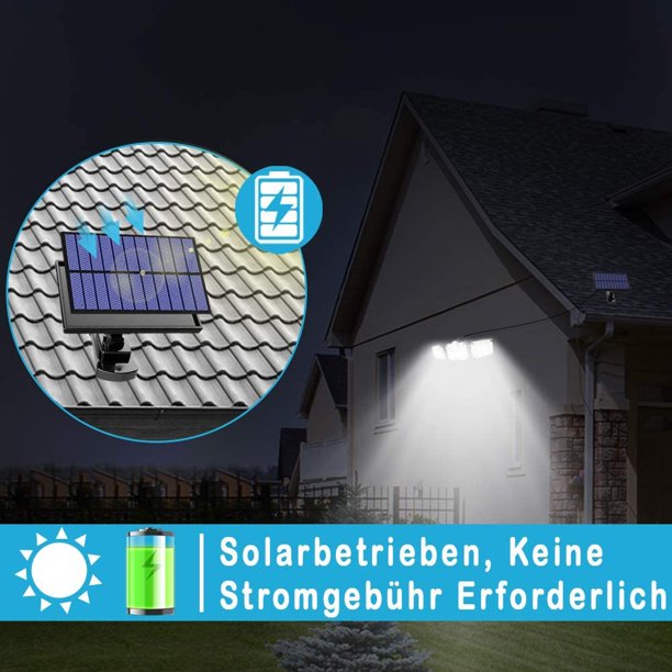 Focos solares para exteriores, IP65, luces solares para exteriores,  impermeables, 6500 K y 3 modos, luces solares para exteriores, sensor de