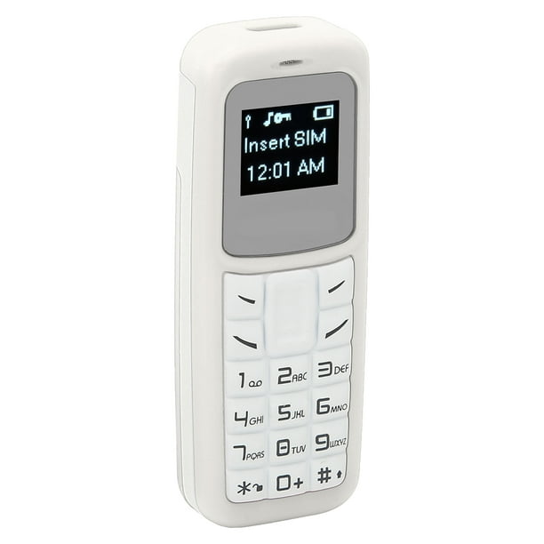 Mini teléfono móvil pequeño teléfono móvil Bluetooth auricular marcador con  gancho para la oreja soporte SIM 0,66 pulgadas blanco