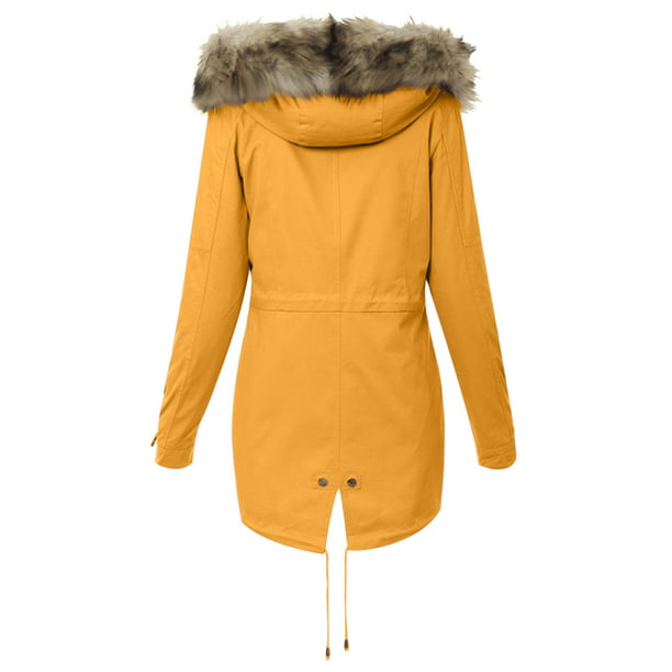 Chaqueta cálida para mujer, abrigo de invierno sólido con cuello  encapuchado, ropa de abrigo de lana de cordero Fridja po294
