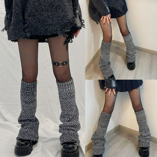 HHMY Medias sin calcetines - Calcetines de punto para mujer, calentadores,  calcetines de invierno, calcetines gruesos con macramé para mujer