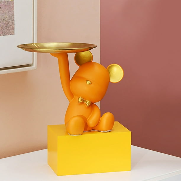 Estatua de oso de resina, bandeja de almacenamiento para llaves de