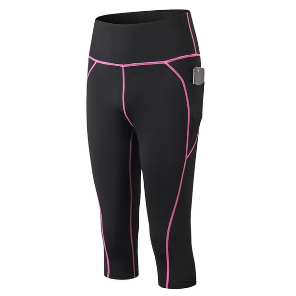 Leggings de yoga para mujer Pantalones capri Bolsillo de cintura