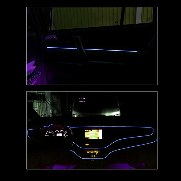 Tira de luz interior del coche, Tira de luz decorativa del coche Moldura  interior Iluminación Auto LED EL Piezas de modificación de lámpara  fría(Azul) EOTVIA No