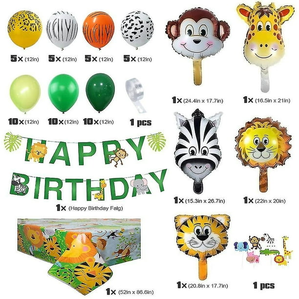 Safari Forest Animal Niños Decoración de cumpleaños Segundo