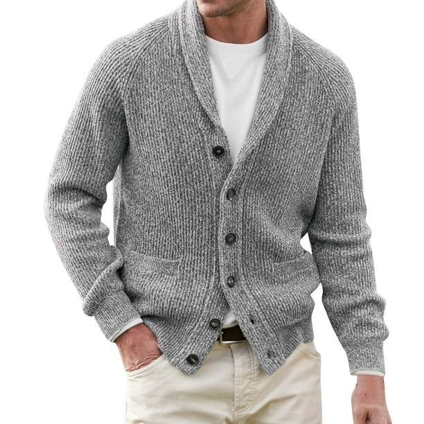 Cárdigan de punto para hombre, suéter nuevo, chaqueta, suéter de punto de  color con solapa para otoño e invierno – comprar a precios bajos en la