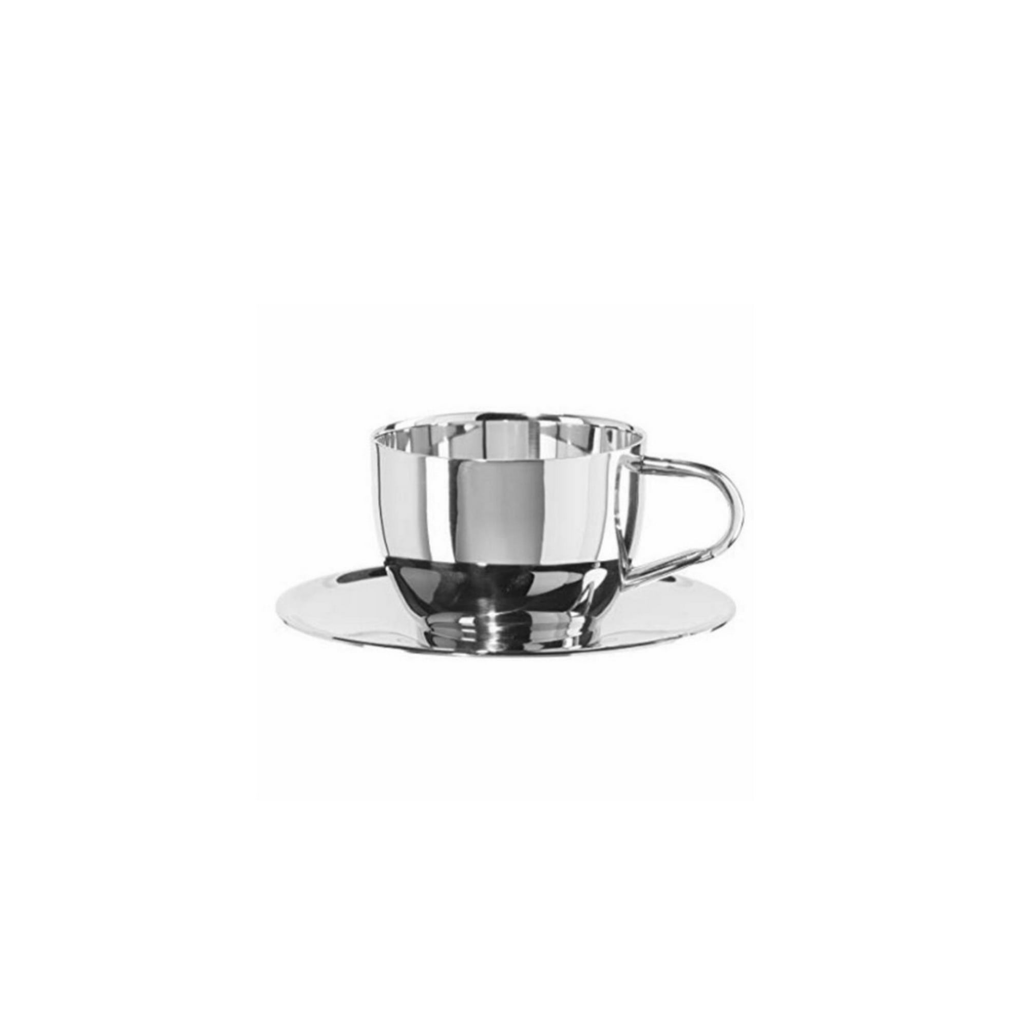 Oggi 8 Oz Stainless Steel Espresso Cup & Saucer - 6595