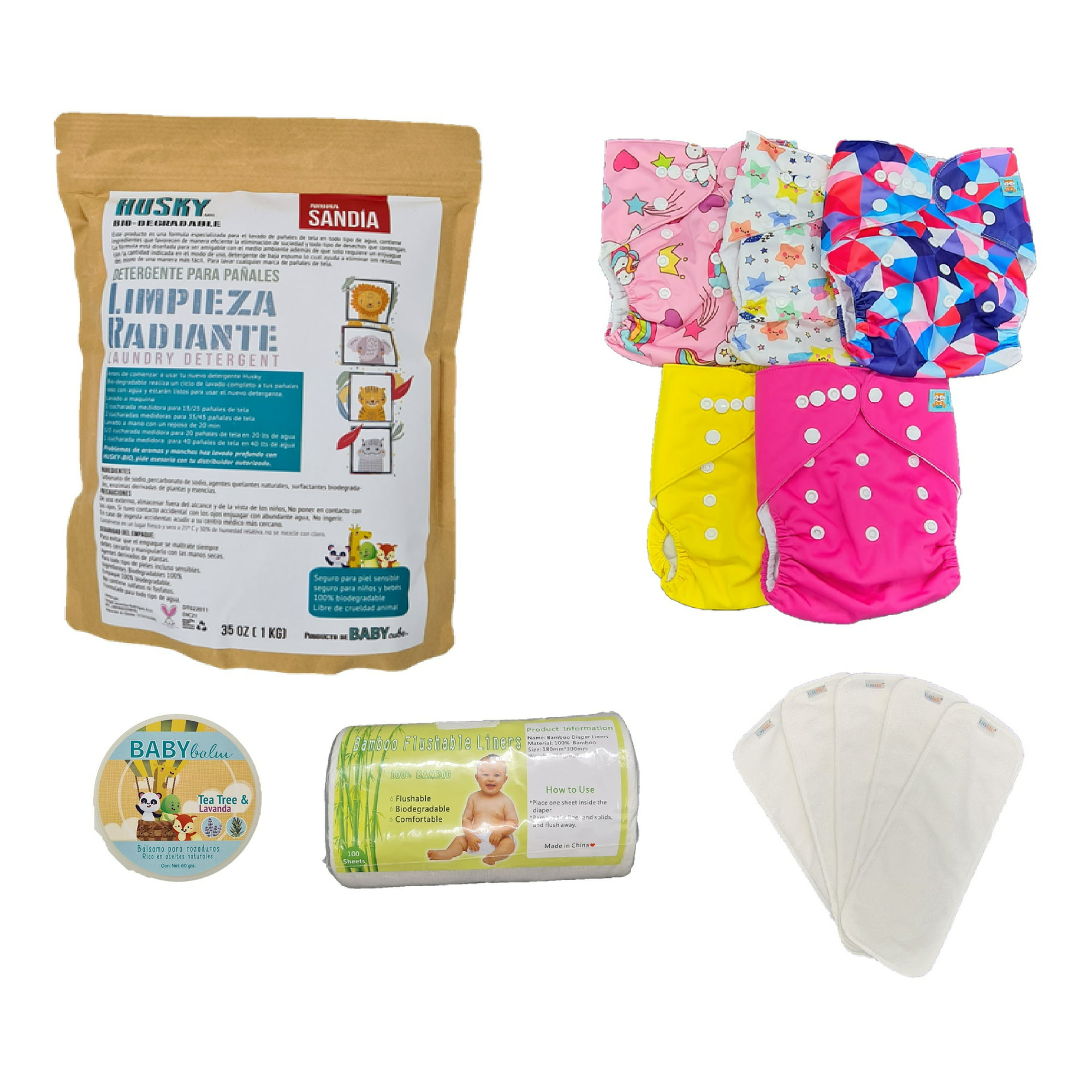 Pañales de tela talla única ajustable reutilizable y lavable Alvababy para  bebé niñas y niños, paquete de 6 + 12 suplementos de microfibra + 10