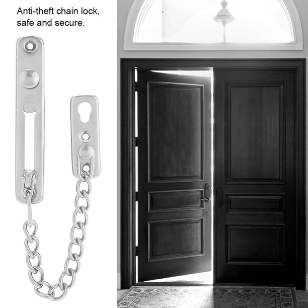 Cerradura de cadena de puerta, 1 paquete de cerradura de puerta de acero  inoxidable con 7 tornillos, cerraduras de cadena de puerta para seguridad  de