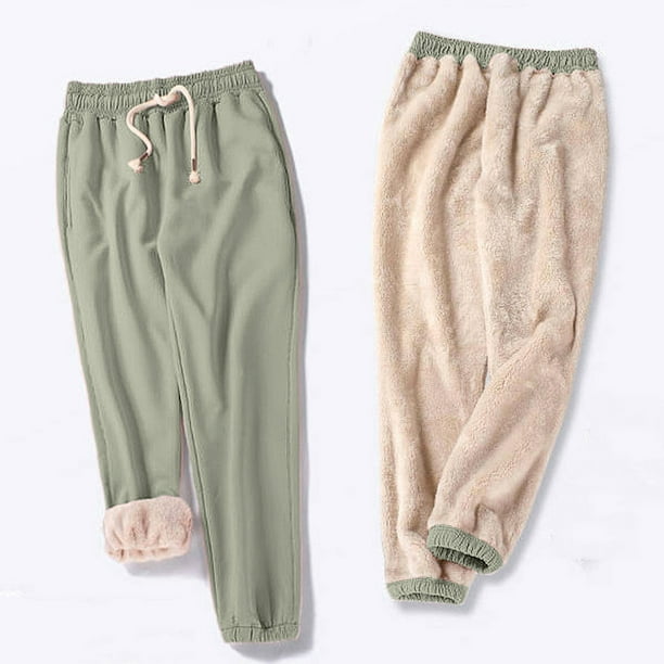 Gibobby Pantalones para mujer cintura alta para el frío Pantalones de  pierna recta de felpa y engrosados en invierno 2023 pantalones casuales  cálidos de terciopelo(Gris,G)