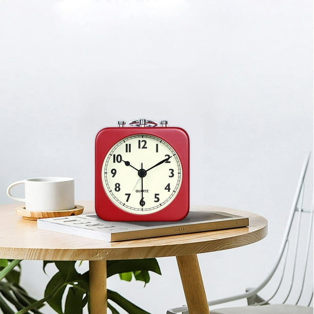 Reloj despertador silencioso reloj de mesa cuadrado sin tictac reloj  despertador silencioso de escritorio anillo campana niños reloj para  decoración
