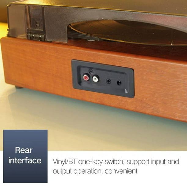Tocadiscos de vinilo Bluetooth vintage de 3 velocidades con altavoz  integrado, grabación USB, 33, 45, 78 RPM, reproductor retro LP compatible  con