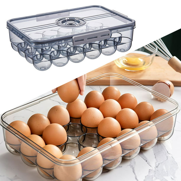 Paquete de 8 organizadores de refrigerador con soporte para huevos,  contenedores organizadores de refrigerador sin PBA con tapas, contenedores