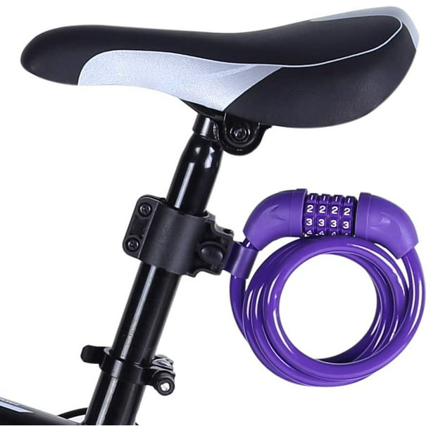 Candado para bicicleta, combinación de 5 dígitos reiniciable, bloqueo de  cable para bicicleta al aire libre, 6 pies de largo, alta seguridad con