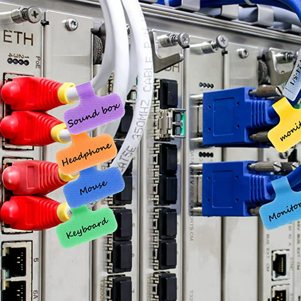 24 etiquetas de cables, etiquetas de cables y marcadores de cables para  gestión e identificación de cables (color aleatorio multicolor de 4 x 3  cm).