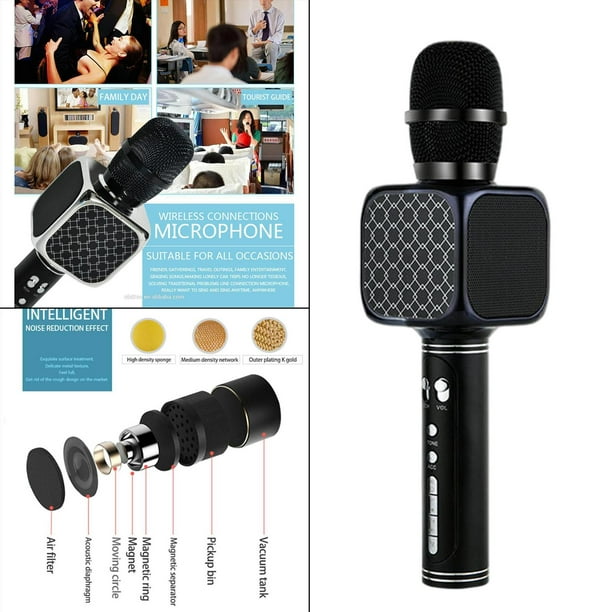 Micrófonos ámbricos de con , Portátil de sonido Portátil, Micrófono para  Teléfono Móvil, de Android para Negro CUTICAT Micrófonos de karaoke