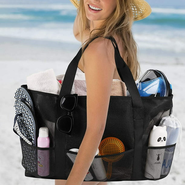 Bolsa de playa náutica de malla, bolsa de playa grande para mujer, bolsas  de playa impermeables a prueba de arena, bolsa de piscina para playa