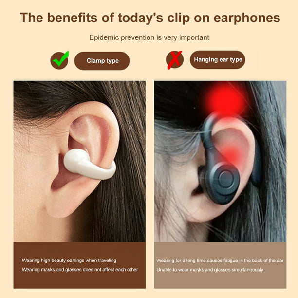 Auriculares con clip para la oreja Auriculares inalámbricos manos libres  Cómodos para deportes al ai Hugtrwg Para estrenar