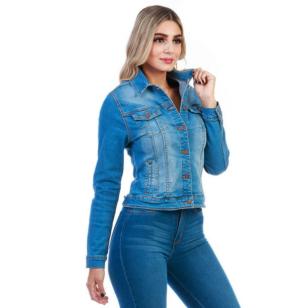 Chamarra De Mezclilla Stretch Para Mujer Azul Claro Opp´s Jeans Opps Jeans  Chamarra Azul Claro Dama