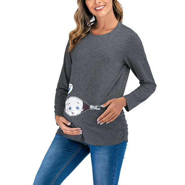 de Maternidad Mujer Blusas Estampado de Bebé Vestir Top Algodón Cuello Redondo Manga La Odeerbi ODB123407 | Walmart en línea