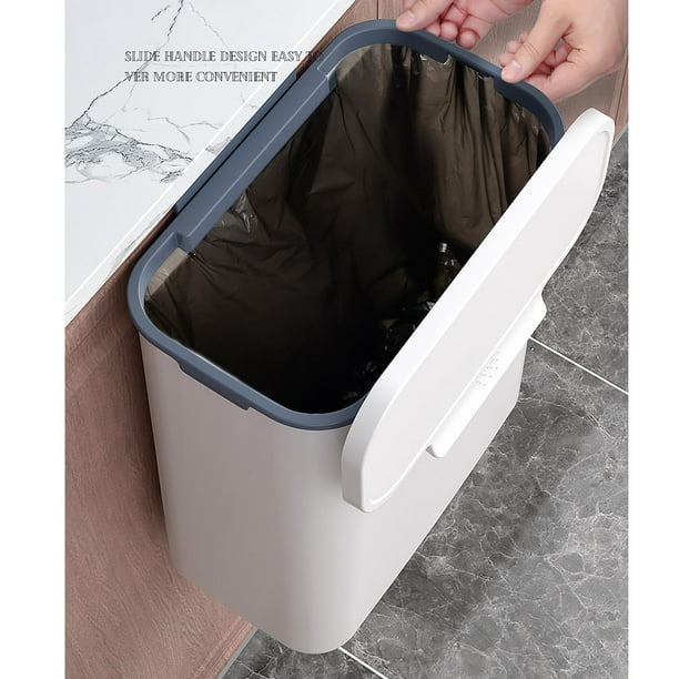 Cubo de basura para colgar, pequeño contenedor de basura plegable para  puerta de gabinete de cocina, cajón, dormitorio, sin perforador, L, gris  Inevent LF0075-04B