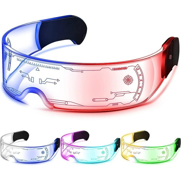 4 pares de gafas con visera Led, gafas iluminadas, gafas futuristas, gafas  luminosas Rave, 7 colores YONGSHENG