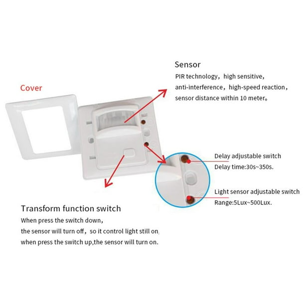2x Interruptor Sensor De Movimiento Infrarrojo Cuerpo Detector De Luz De  Control
