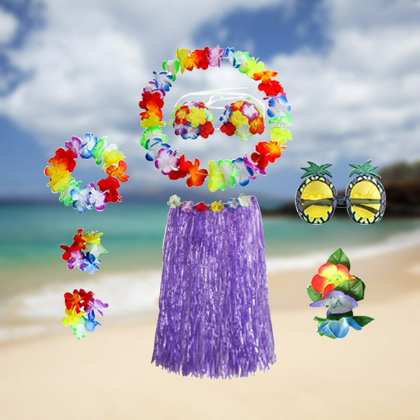 Disfraz Hawaiana Mujer,4 Juegos de 24 Disfraz Hawaiana,Falda Hawaiana con  Collar Hawaiano,Disfraz de Hawaiana Niña,Falda Hawaiana Mujer,Faldas  Hawaianas,Disfraz Hawaiano con Diadema Pulsera Collar : : Hogar y  cocina