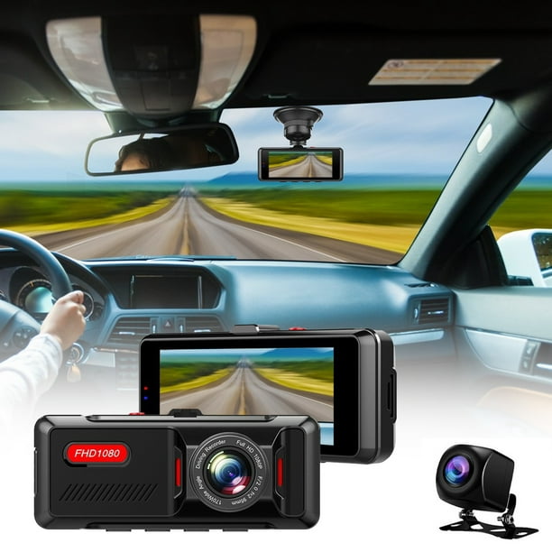 Cámara de salpicadero delantera y trasera, cámara dual para automóvil con  tarjeta SD de 32 G, pantalla táctil IPS de 4 pulgadas, cámara de tablero de