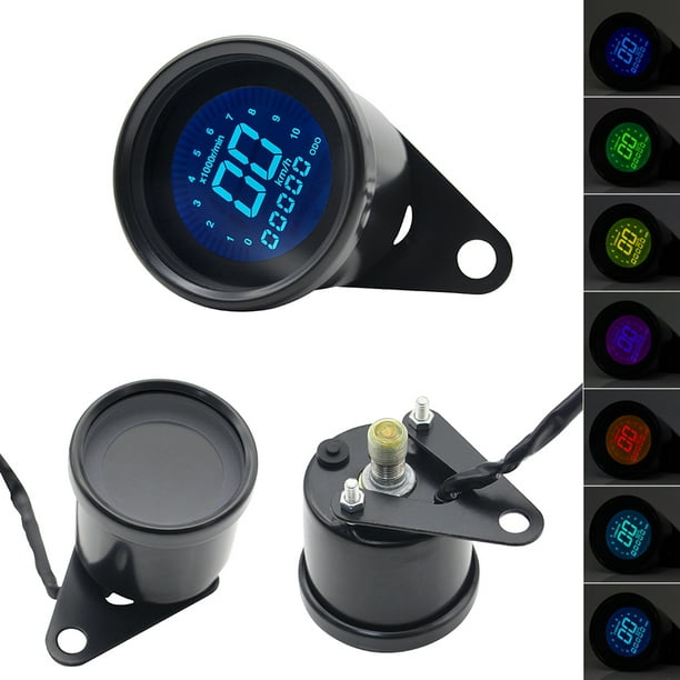 Velocímetro para motocicleta-Anauto - Velocímetro de 12 V, retroiluminación  LED universal, para motocicleta, odómetro y velocímetro, indicador único