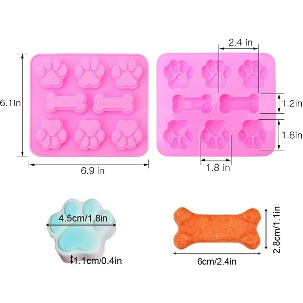 Moldes de silicona para hornear y huesos para hornear – 2 moldes de  golosinas para perros, molde de pata de cachorro, moldes de chocolate para