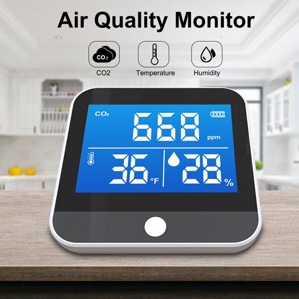  Medidor de CO2 Detector de CO2 portátil Monitor digital de CO2  con función de alarma, medidor de temperatura y humedad de dióxido de  carbono, sensor de CO2 NDIR Monitor de calidad