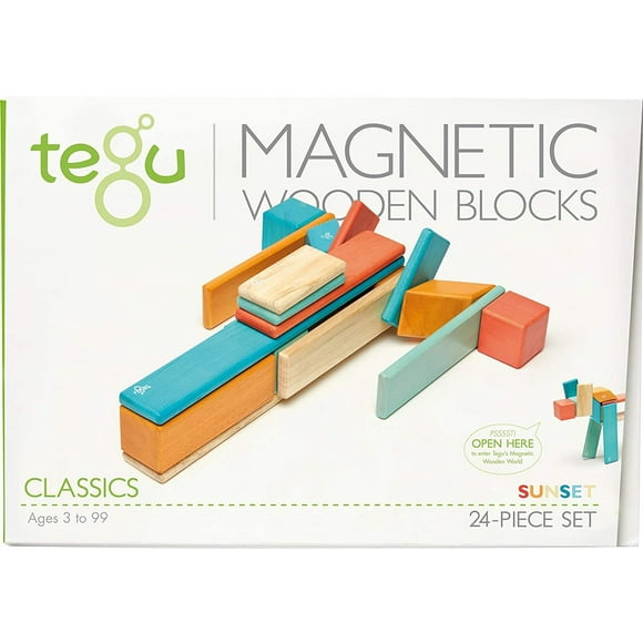 24 piezas tegu magnetic wooden block set puesta del sol tegu tegu